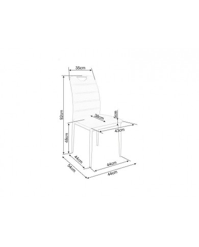 Chaise avec poignée intégrée et pieds métal  tissu ou velours RICK