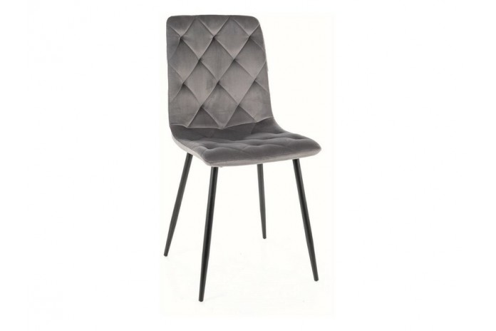 Chaise rembourrée en velours avec pieds en métal noir Jerry
