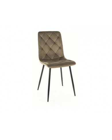 Chaise rembourrée en velours avec pieds en métal noir Jerry