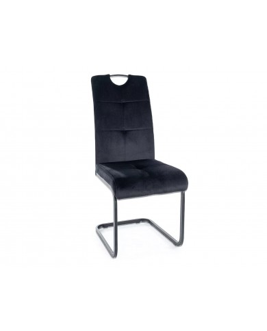 Chaise rembourrée en velours avec poignée et pieds en métal Axo