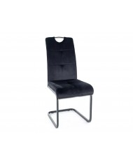 Chaise rembourrée en velours avec poignée et pieds en métal Axo