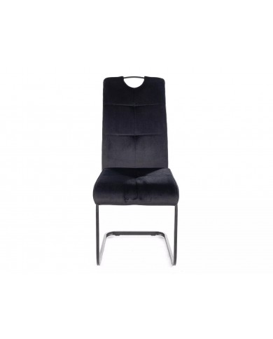 Chaise rembourrée en velours avec poignée et pieds en métal Axo