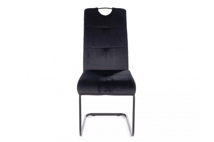 Chaise rembourrée en velours avec poignée et pieds en métal Axo