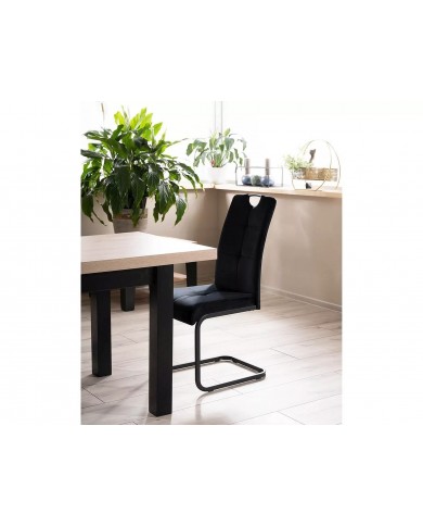 Chaise rembourrée en velours avec poignée et pieds en métal Axo