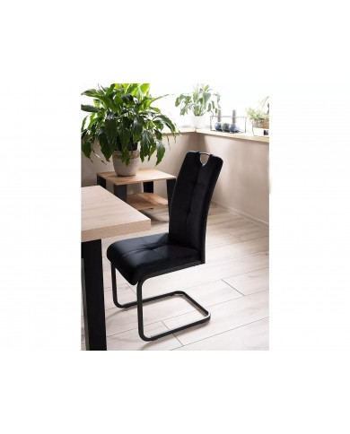 Chaise rembourrée en velours avec poignée et pieds en métal Axo