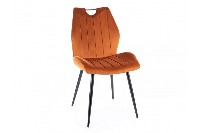 Chaise avec poignées et pieds en métal en tissu ou velours Arco