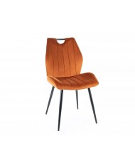 Chaise avec poignées et pieds en métal en tissu ou velours Arco