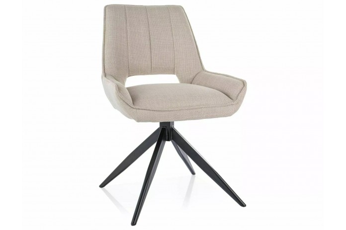 Chaise rembourrée en tissu pivotante 180° ajouré avec pieds en métal Bello