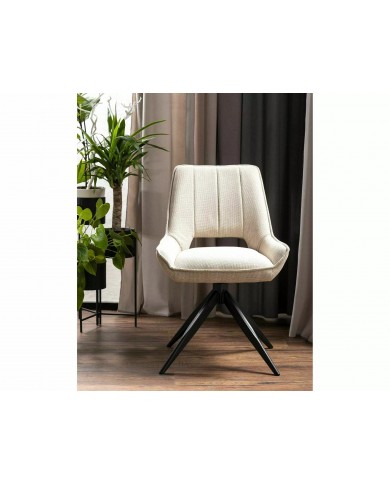 Chaise rembourrée en tissu pivotante 180° ajouré avec pieds en métal Bello