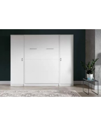 Armoire lit Escamotable relevable vertical 90x200 cm blanc mat Premium