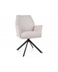 Chaise rembourrée ressorts pivotante en tissu avec pieds en métal Hogu