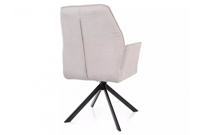 Chaise rembourrée ressorts pivotante en tissu avec pieds en métal Hogu