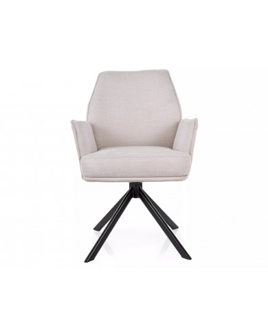 Chaise rembourrée ressorts pivotante en tissu avec pieds en métal Hogu