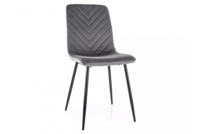 Chaise rembourrée en velours avec pieds en métal Daren