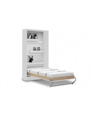 Armoire lit escamotable relevable vertical 90x200 cm blanc brillant Premium