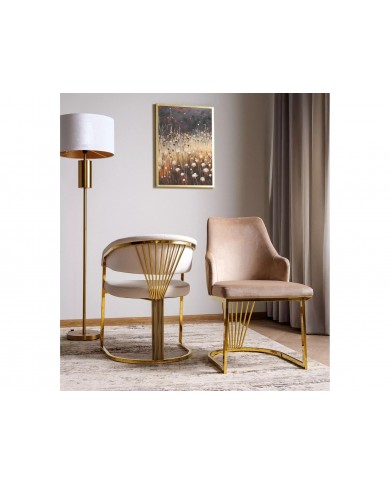 Chaise rembourrée en velours avec pieds métal dorés Couronne