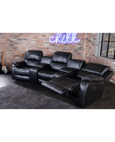 Fauteuil de cinéma 3 places relax Cuir écologique Noir Cannes 3