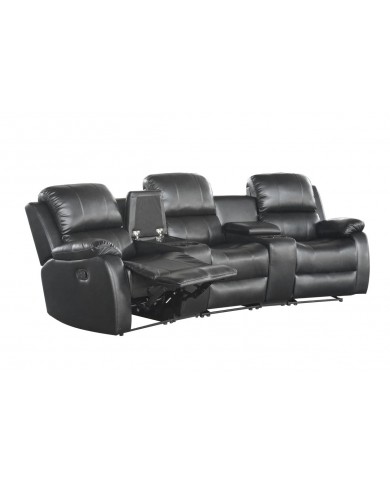 Fauteuil de cinéma 3 places relax Cuir écologique Noir Cannes 3
