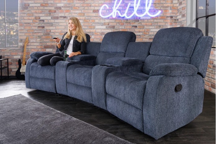Fauteuil de cinéma 3 places relax textile gris chiné Cannes 3