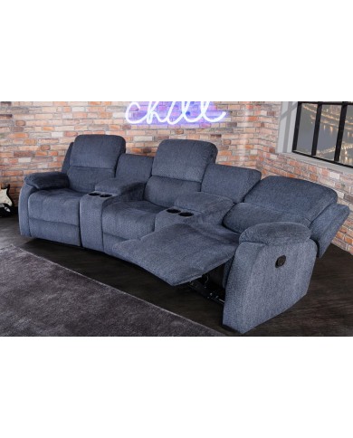Fauteuil de cinéma 3 places relax textile gris chiné Cannes 3