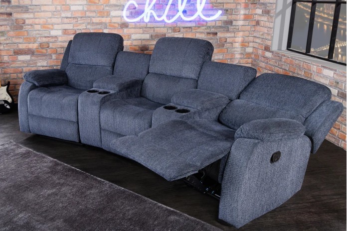 Fauteuil de cinéma 3 places relax textile gris chiné Cannes 3