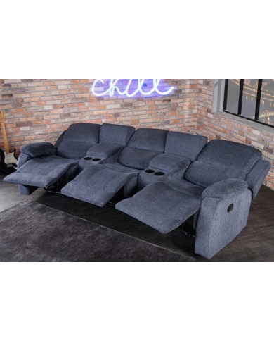 Fauteuil de cinéma 3 places relax textile gris chiné Cannes 3