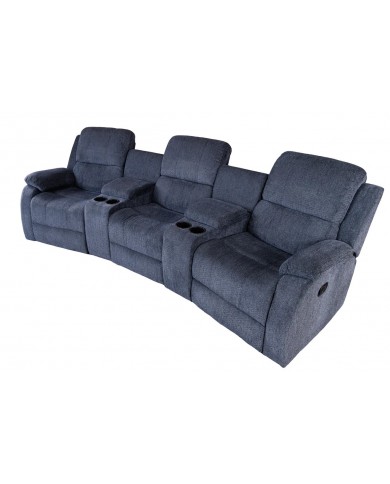 Fauteuil de cinéma 3 places relax textile gris chiné Cannes 3