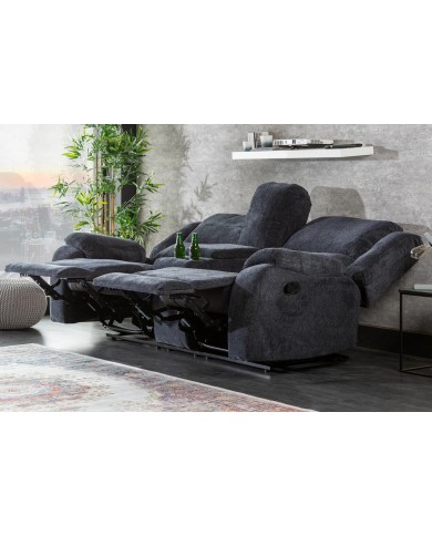 Fauteuil de cinéma 2 places relax textile gris chiné Cannes 2