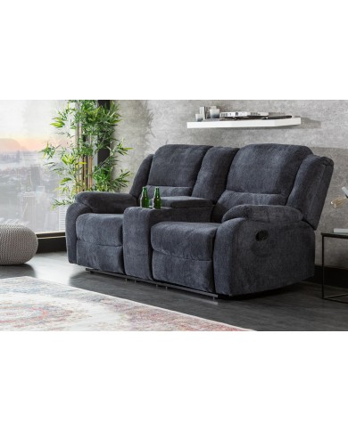 Fauteuil de cinéma 2 places relax textile gris chiné Cannes 2
