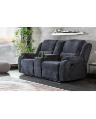 Fauteuil de cinéma 2 places relax textile gris chiné Cannes 2