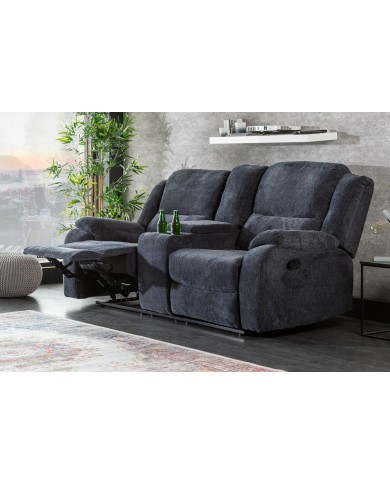 Fauteuil de cinéma 2 places relax textile gris chiné Cannes 2