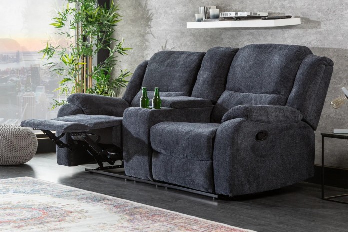 Fauteuil de cinéma 2 places relax textile gris chiné Cannes 2