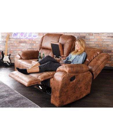 Fauteuil de cinéma 2 places relax cuir écologique marron antique Cannes 2