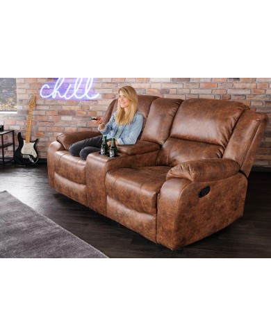 Fauteuil de cinéma 2 places relax cuir écologique marron antique Cannes 2
