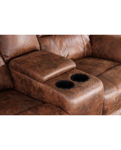 Fauteuil de cinéma 2 places relax cuir écologique marron antique Cannes 2