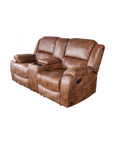 Fauteuil de cinéma 2 places relax cuir écologique marron antique Cannes 2