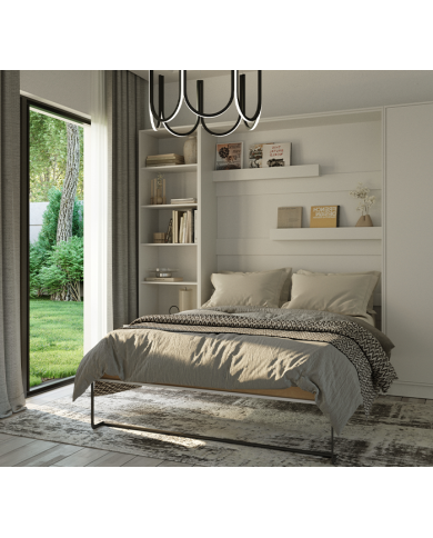 Armoire lit escamotable relevable vertical 140x200 cm blanc mat Premium