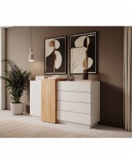 Commode design 2 portes étagères et 4 tiroirs 160 cm DETROIT