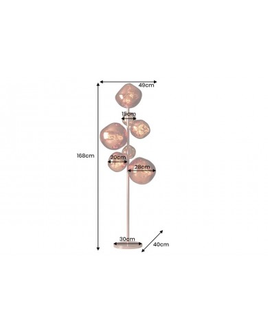 Lampadaire Design 7 Globes SOLENA Acier Doré & Verre 170 cm