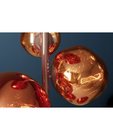 Lampadaire Design 7 Globes SOLENA Acier Doré & Verre 170 cm