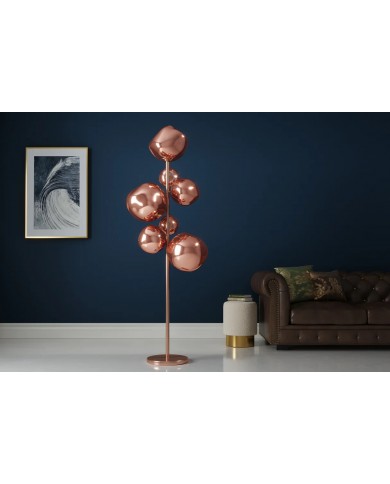 Lampadaire Design 7 Globes SOLENA Acier Doré & Verre 170 cm