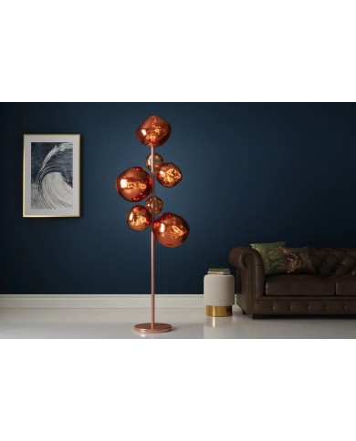 Lampadaire Design 7 Globes SOLENA Acier Doré & Verre 170 cm