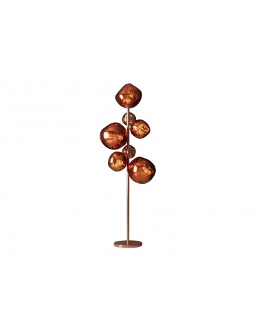 Lampadaire Design 7 Globes SOLENA Acier Doré & Verre 170 cm