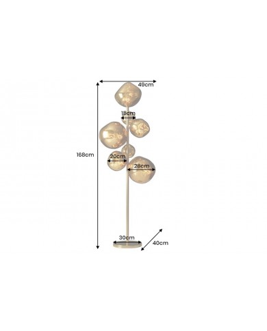 Lampadaire Design 7 Globes SOLENA Acier Doré & Verre 170cm