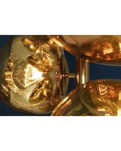 Lampadaire Design 7 Globes SOLENA Acier Doré & Verre 170cm