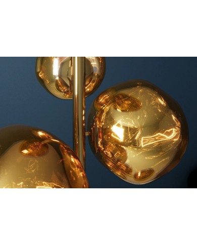 Lampadaire Design 7 Globes SOLENA Acier Doré & Verre 170cm