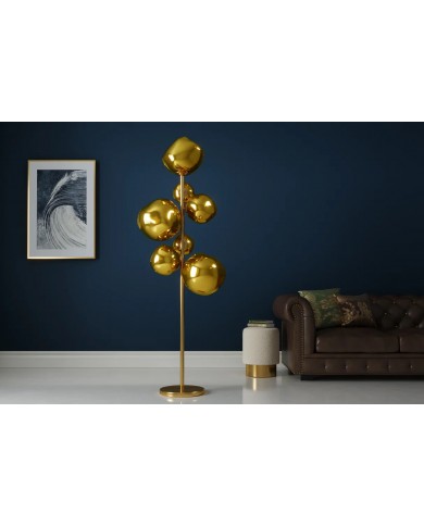 Lampadaire Design 7 Globes SOLENA Acier Doré & Verre 170cm