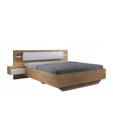 CHAMBRE COMPLÈTE LEXO Lit 160 + sommier + 2 tables de nuit intégrées + Armoire xxl+ Commode