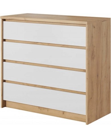 CHAMBRE COMPLÈTE LEXO Lit 160 + sommier + 2 tables de nuit intégrées + Armoire xxl+ Commode