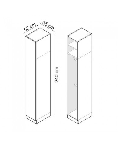 Armoire avec une porte et double penderie 35 cm chêne huilé Ambiance